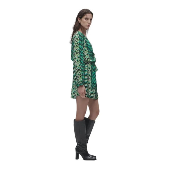 ZARA | Black and Green | PRINTED SHORT DRESS - Picture 6 of 11